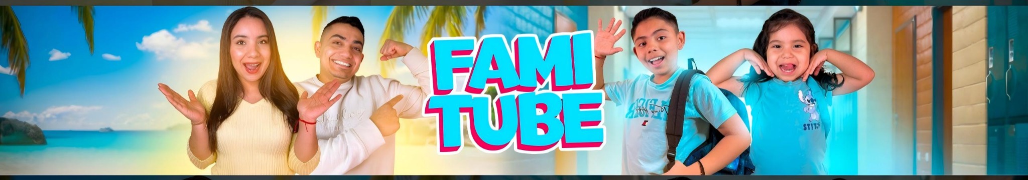 Camila, Duván, Dilan y Hellen en el banner original de FamiTube